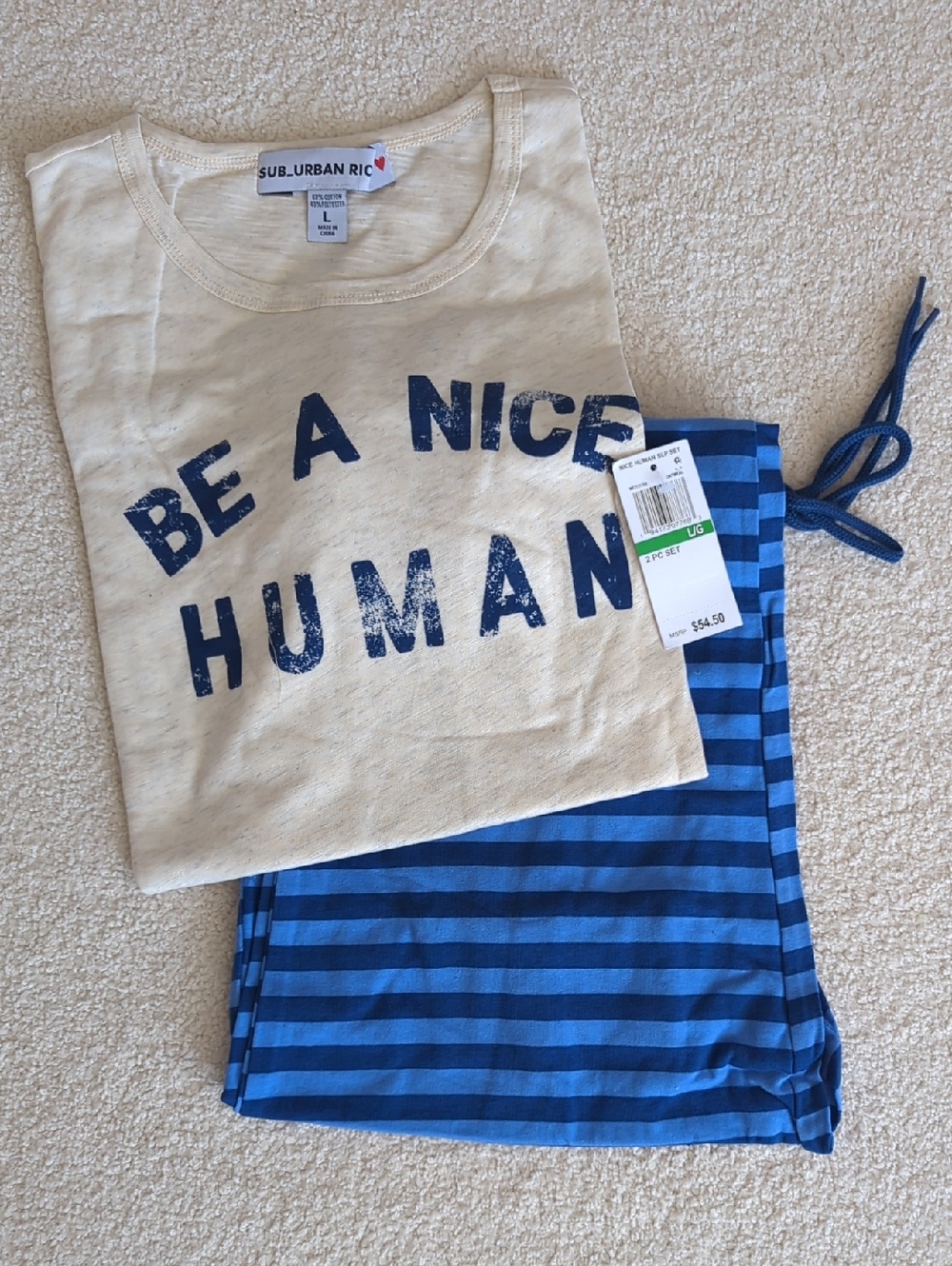 Sub_Urban Riot Cream Tee with Navy Graphic Pajamet Set